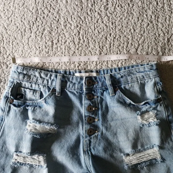 KanCan High-Rise Distressed Denim Cut Off Jean Shorts - Picture 7 of 10